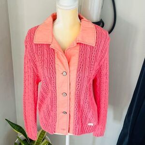 Blue Willi’s Vintage Button Up Knitted Cardigan‎ Sweater, Size Medium, Pink, NWT